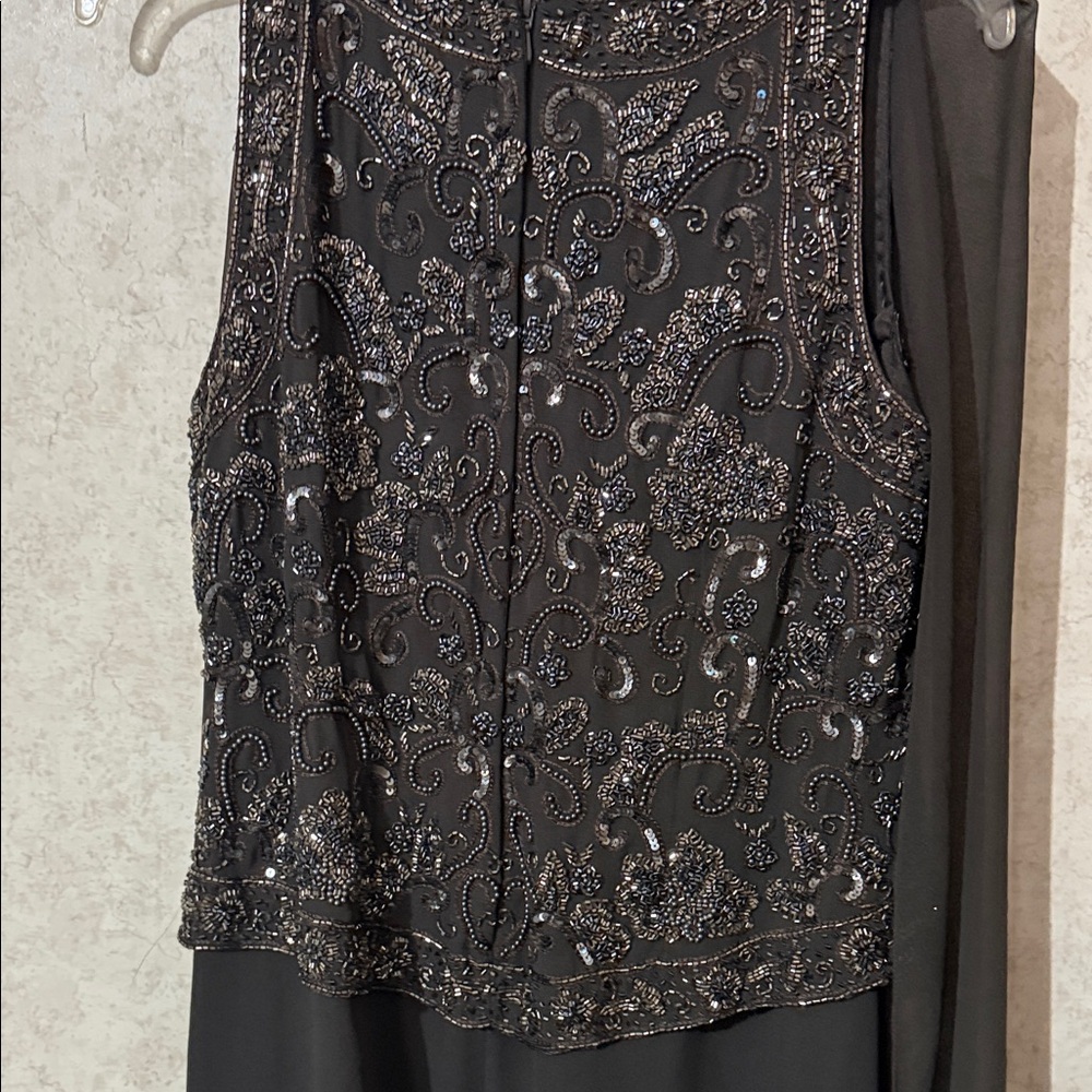 J Kara Black Maxi Dress with Embellished Bodice - Picture 7 of 8